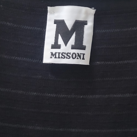 Missoni Black Tissuto Ribbed Horizontal Pattern Sleeveless Pouff Knee Dress - Picture 15 of 15